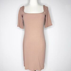 Reformation Sarita Dress Ribbed Square Neck Mini Dress Size Large